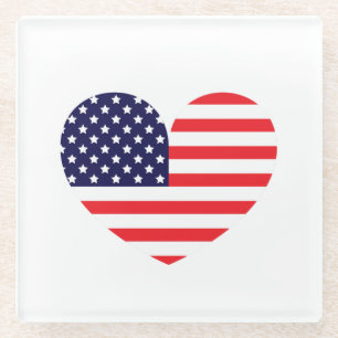 Hart van de Amerikaanse vlag Glazen Onderzetter