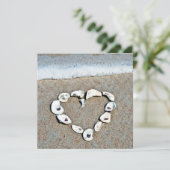 Hart van de Seashells op het strand Vrijgezellenfe Kaart (Staand voorkant)