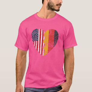 Hart van Duitse Amerikaanse vlaggen Verenigde Stat T-shirt