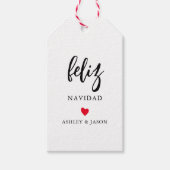 Hart van elke kleur Feliz Navidad, minimalistisch  Cadeaulabel (Voorkant)