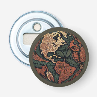 Hart van Gaia - Tribale Aarde Flesopener Button Flesopener