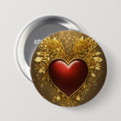 Hart van Gouden Button" Ronde Button 7,6 Cm (Voorkant /achterkant)