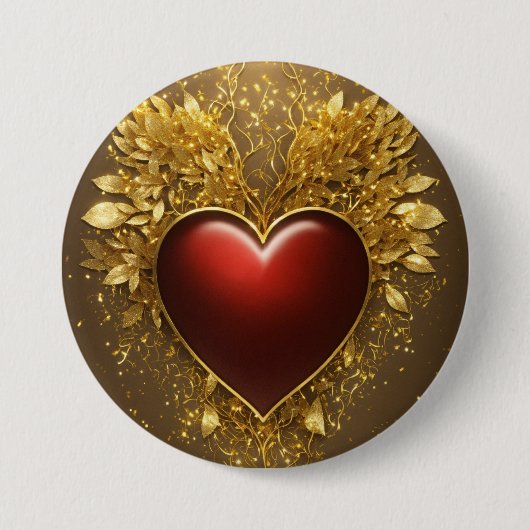 Hart van Gouden Button" Ronde Button 7,6 Cm (Voorkant)