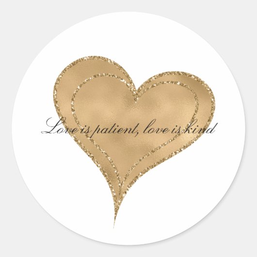 Hart van Gouden Glam Glitters Ronde Sticker (Voorkant)