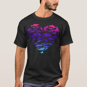 Hart van haaienhaaien Lover Colorful Zee Life T-shirt