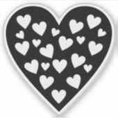 Hart van Harten - Witte Harten op Zwarte Hart Sticker (Voorkant)