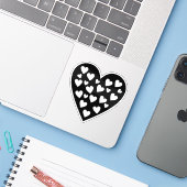 Hart van Harten - Witte Harten op Zwarte Hart Sticker (Laptop met iPhone)