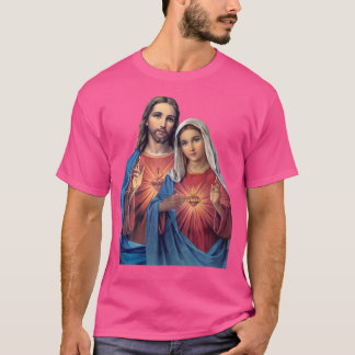 Hart van Jezus en Maria heel dicht bij elkaar (twe T-shirt