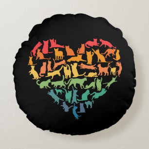 Hart van kattenkatten Kat Lover Colorful Pets Rond Kussen