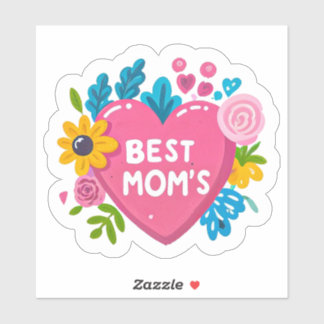 Hart van Moeders Liefde - Beste Mama's Bloemenhart Sticker