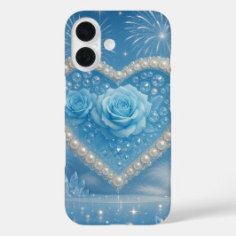 Hart van Parels en Blauwe Rozen iPhone Case – Fant
