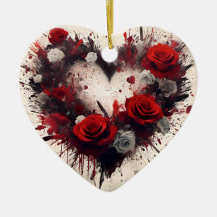 Hart van Rozen Keramisch Ornament
