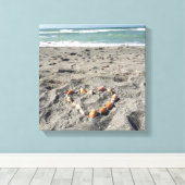 Hart van schelpen canvas afdruk (Insitu (Houten vloer))