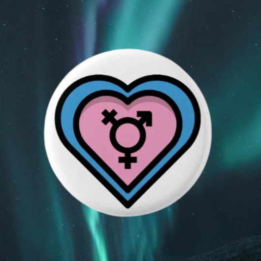 Hart van Trans Pride Knop Ronde Button 3,2 Cm