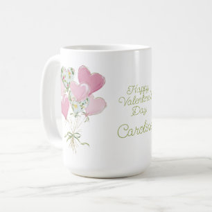 Hart van Valentijnsdag Roze en Groene Hartballonne Koffiemok