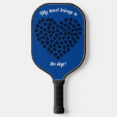 Hart van zwarte verf afdrukken dubbelzijdig blauw pickleball paddle (Voorkant)