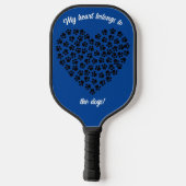 Hart van zwarte verf afdrukken dubbelzijdig blauw pickleball paddle (Achterkant)