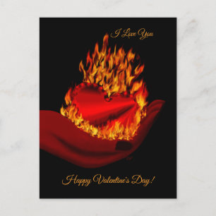 Hart verbranden in hand, Happy Valentijn Day Feestdagenkaart