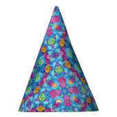 Hart Violet & Blue Fractal Kaleidoscope Feesthoedjes (Rechts)