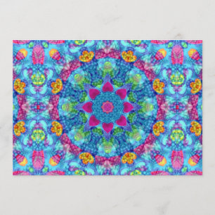 Hart  Violet & Blue Fractal Kaleidoscope Kaart