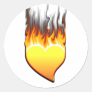Hart vlamontwerp I Ronde Sticker