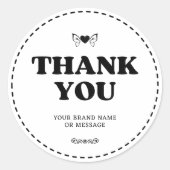 Hart Vleugels Dank U Aangepaste Tekst Zakelijk Huw Ronde Sticker (Voorkant)