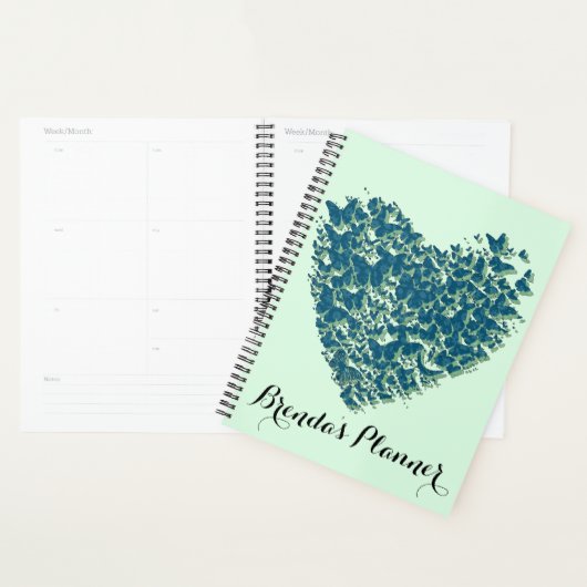 Hart Vlinder Aangepaste Naam Planner (Display)