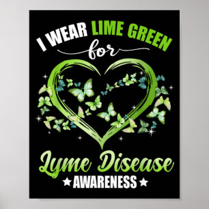 Hart Vlinder Ik Draag Groen Voor Lyme Ziekte Bewus Poster