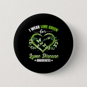 Hart Vlinder Ik Draag Groen Voor Lyme Ziekte Bewus Ronde Button 5,7 Cm