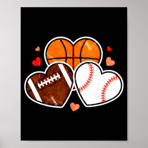 Hart Voetbal Basketbal Voetbal Valentijnsdag Sport Poster