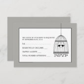  hart vogelkooi bruiloft RSVP (Voorkant / Achterkant)