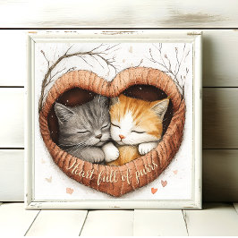 Hart Vol Spint Kat Knuffels Poster Wall Art