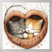 Hart Vol Spint Kat Knuffels Poster Wall Art (Voorkant)