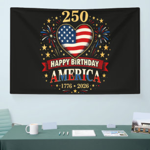 Hart Voor Amerika 1776 2026 4 Juli Spandoek