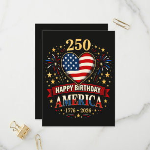 Hart Voor Usa 1776 2026 4 Juli Uitnodiging Briefkaart