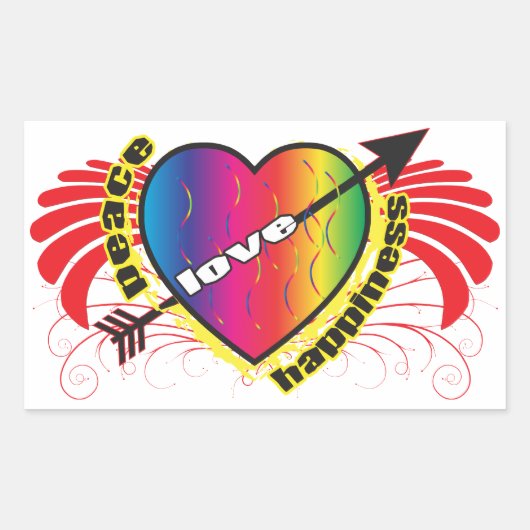 Hart voor Vrede Rechthoekige Sticker (Voorkant)