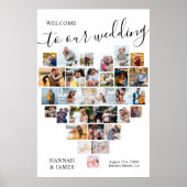 Hart Vorm Fotocollage 29 Pic Wedding Welkom Poster (Voorkant)