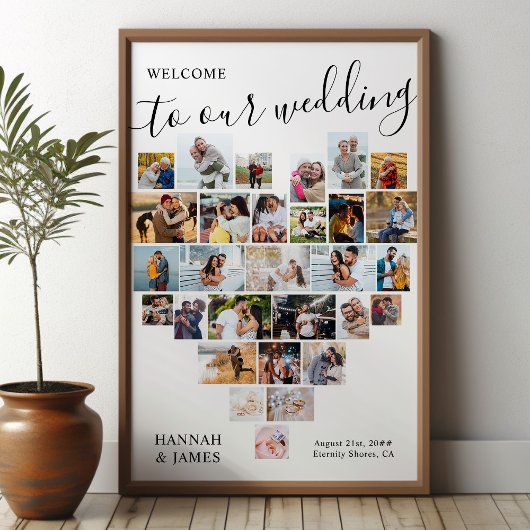 Hart Vorm Fotocollage 29 Pic Wedding Welkom Poster