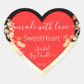 Hart Vorm Product Verpakking Labels Rood & Goud (Voorkant)