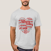Hart-vormige brandweerman Word Cloud T-shirt (Voorkant)