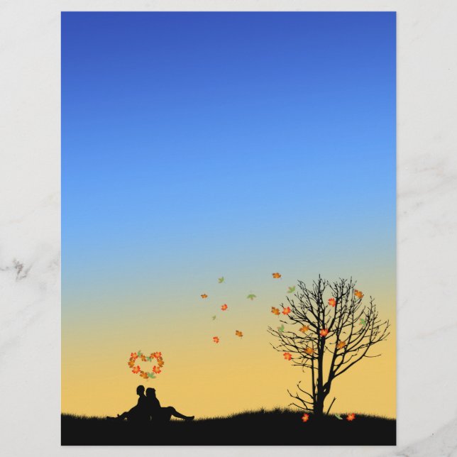 Hart-vormige herfst lekt paar (Voorkant)