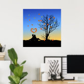 Hart-vormige herfst lekt paar poster (Thuiskantoor)