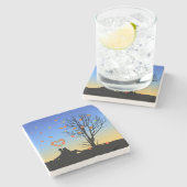 Hart-vormige herfst lekt paar stenen onderzetter (Zijkant)