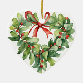 Hart-vormige Holly krans voor leraar Keramisch Ornament