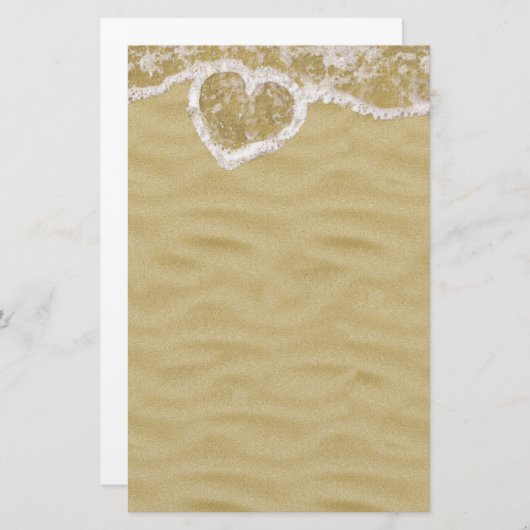 Hart-vormige waterbellen op het strand briefpapier (Voorkant / Achterkant)