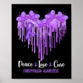 Hart Vrede Liefde Cure Fibromyalgie Awareness Poster (Voorkant)