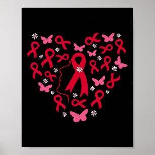 Hart Vrouw Steun Bloedkanker Strijder Rode Lint Poster