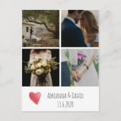 Hart Waterverf bruiloft Dank u Fotocollage Briefkaart (Voorkant)