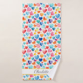 Hart Waterverf Kleurrijke Schattigee Liefde Custom Badhanddoek (Badhanddoek)