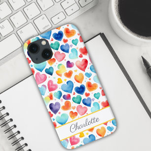 Hart Waterverf Kleurrijke Schattigee Liefde Custom iPhone 13 Hoesje